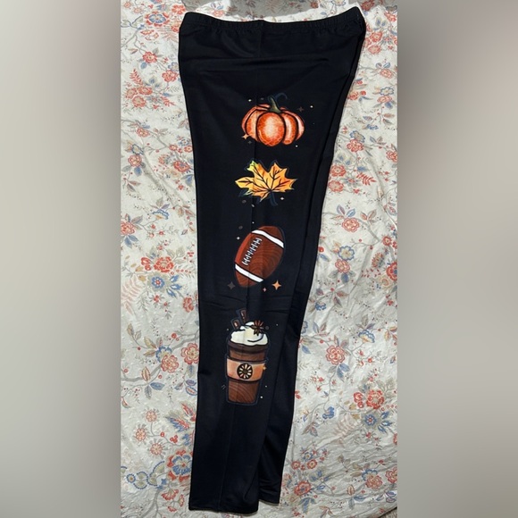 🏈 Halloween Print High Waist Workout Leggings, Casual Skinny - Picture 5 of 11